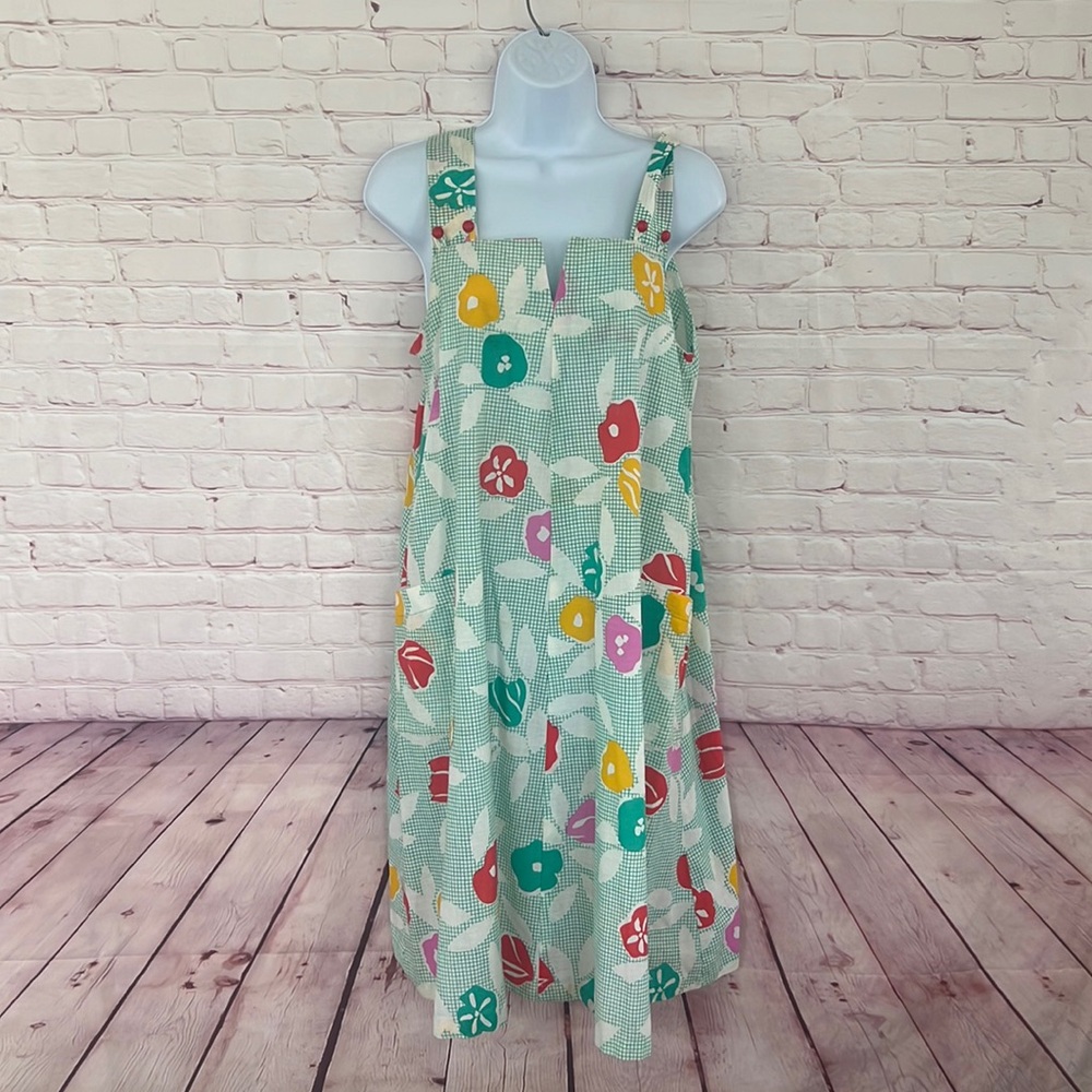 1960’s s Authentic Vintage style windowpane floral house dress size small